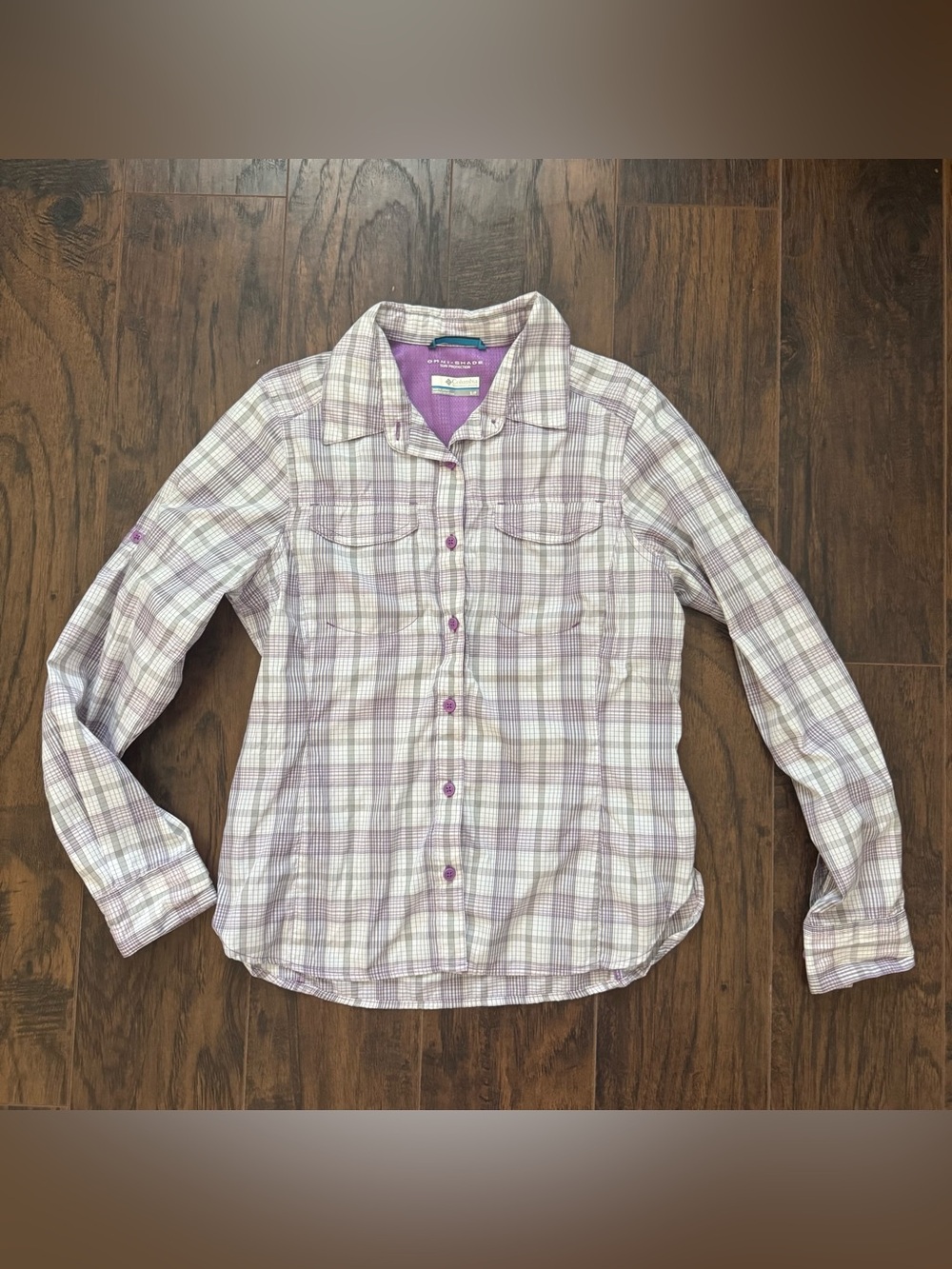 Columbia Size Small Silver Ridge Lite Plaid Long-Sleeve Shirt